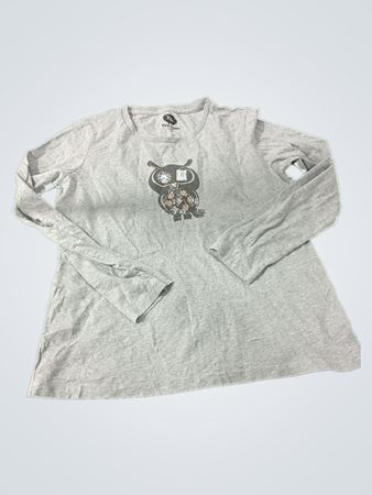 Gray Long-Sleeve T-Shirt with Owl Design