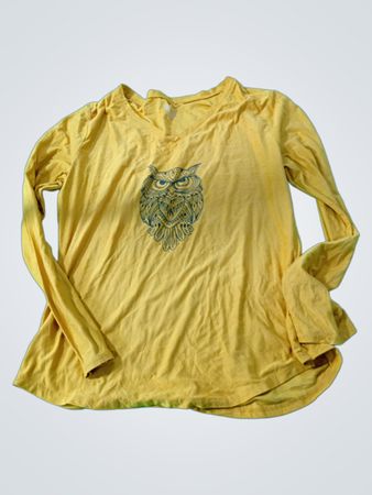 Yellow Long-Sleeve Shirt with Owl Design