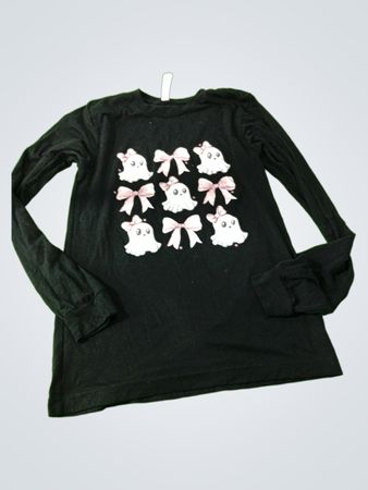 Black Long Sleeve Shirt with Ghost Design