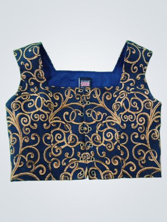 Navy Blue Embroidered Blouse
