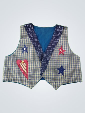 Blue Plaid Vest with Embellishments