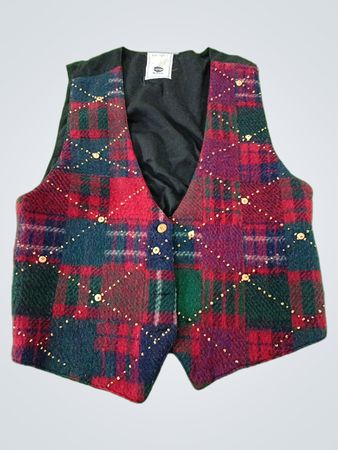 Fiber Optics Plaid Vest