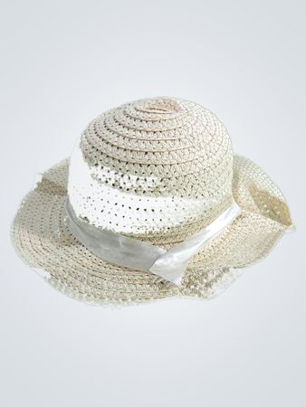 Straw Hat with White Ribbon