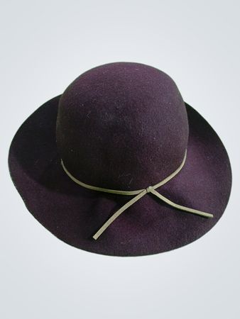 Brown Wide-Brimmed Hat with Ribbon