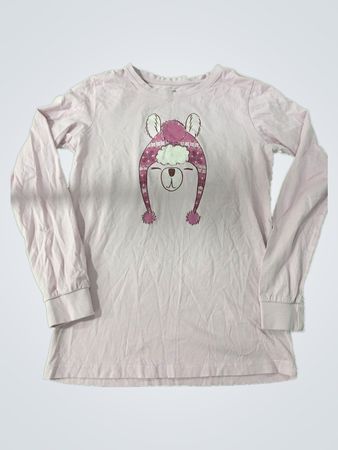 Pink Long Sleeve T-Shirt with Cartoon Graphic
