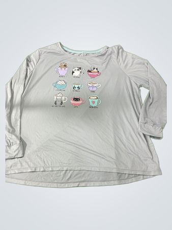 Gray Cat Coffee Long Sleeve Shirt