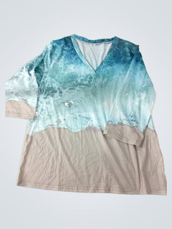 Blue and Beige Tie-Dye Shirt