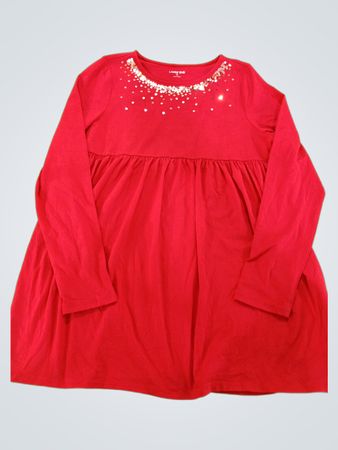 Lands' End Long Sleeve Sequined Red Dress