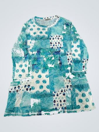 Shana Blue Patchwork Tunic Top