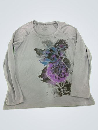 Faded Glory Grey Floral Long Sleeve Shirt