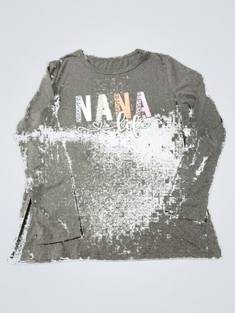 Gray Long Sleeve Shirt with NANA Life Printed on Front