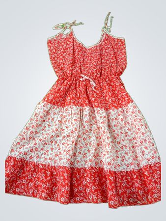 Red and White Floral Dress