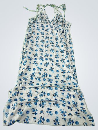 Blue Floral Halter Neck Dress