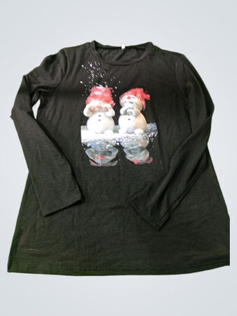 Black Long Sleeve Shirt with Snowman Graphic