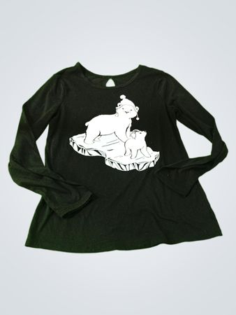 Black Long Sleeve Shirt with Polar Bear Graphic