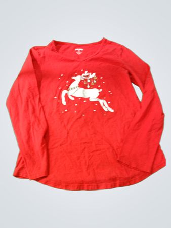 Holiday Time Red Long Sleeve Shirt with Reindeer Graphic