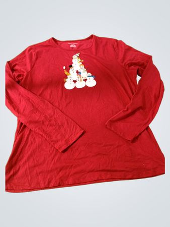 Laura Scott Red Long Sleeve Shirt with Snowman Graphic
