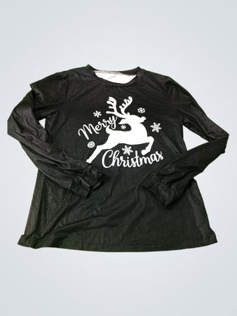 Christmas Reindeer Graphic Long Sleeve Shirt