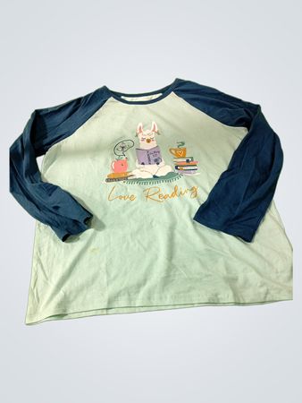 Lands' End Love Reading Llama Raglan Shirt