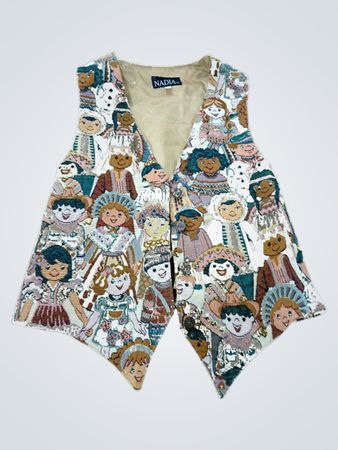 NADIA Vest with Cartoon People Pattern