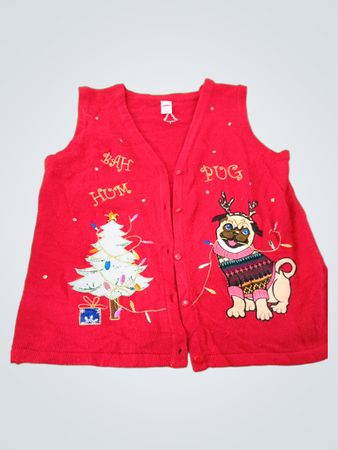 Holiday Time Christmas Pug Sweater Vest