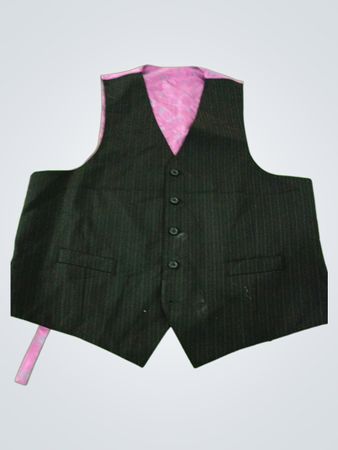 Black Pinstripe Waistcoat with Pink Lining
