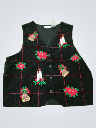 Oak Hill Black Christmas Embroidered Vest