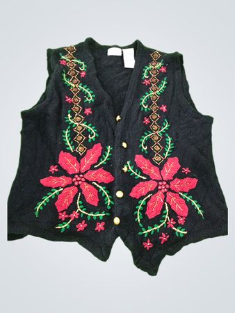 Embroidered Black Vest