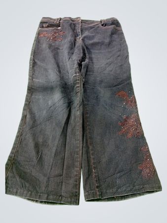 Gray Embroidered Jeans