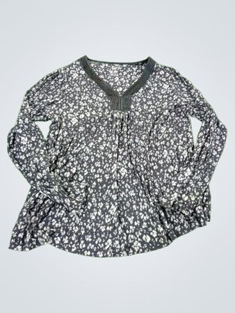 Gray Floral Long-Sleeve Top