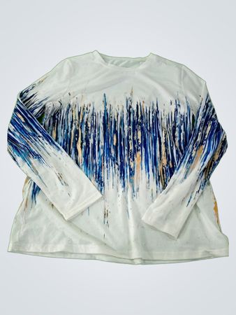 Unbranded White Long Sleeve Abstract Drip Print Top
