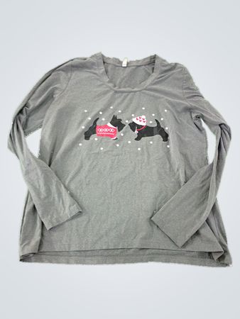 Gray Long Sleeve T-Shirt with Dog Graphic