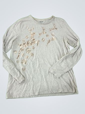 Lands' End Gray Reindeer Graphic Long Sleeve Shirt
