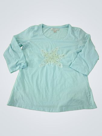 Light Blue Long-Sleeve Blouse with Star Design