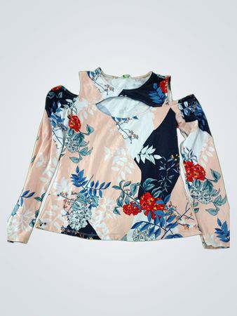 Guess Floral Cutout Long Sleeve Top