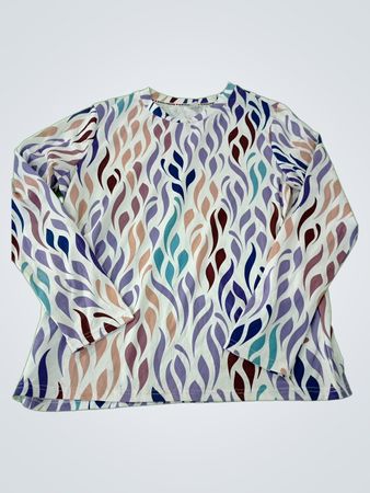 Blouse with Multicolored Leaf Pattern