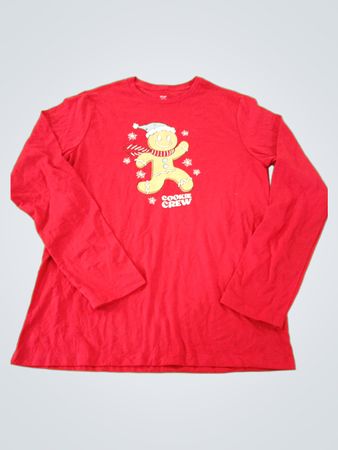 Holiday Time Long Sleeve Red Shirt with Gingerbread Graphic