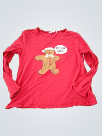 La Vie en Rose Long Sleeve Red Shirt with Gingerbread Man Graphic