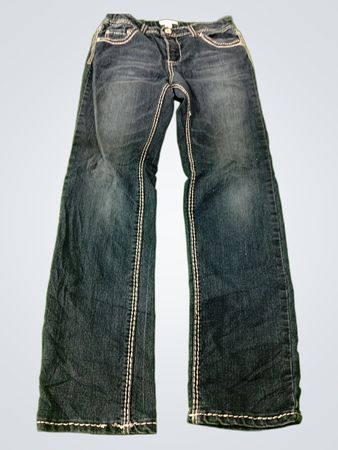 Unbranded Dark Blue Contrast Stitch Flared Jeans
