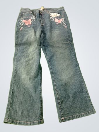 Blue Jeans with Butterfly Design