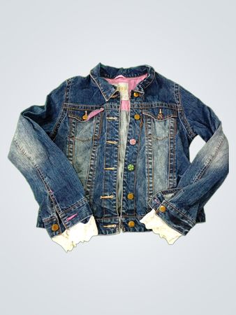 Denim Jacket with Pink Lining