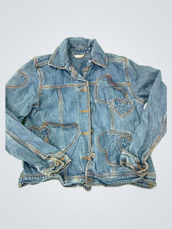 Denim Jacket with Heart Cutouts