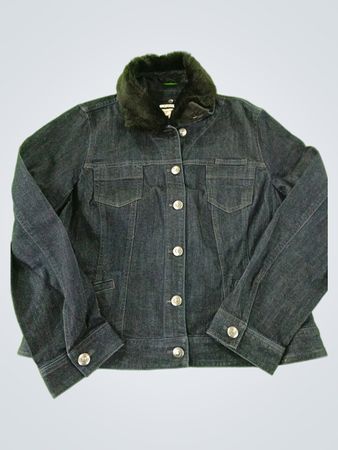 Jones New York Sport Denim Jacket with Fur Collar