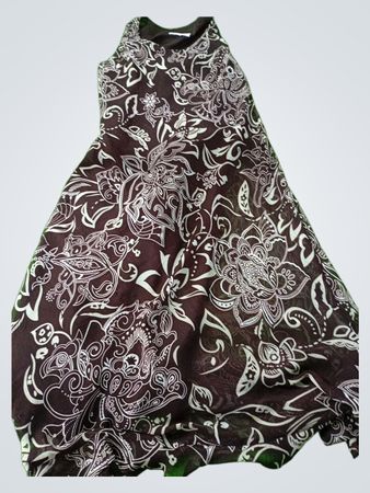 Brown and White Floral Dress