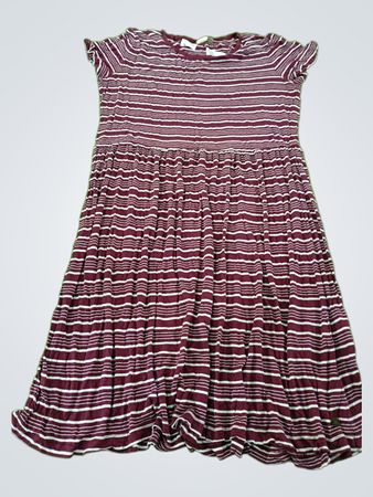 Maroon and White Striped Dress