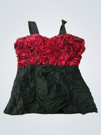 Black and Red Ruffled Top