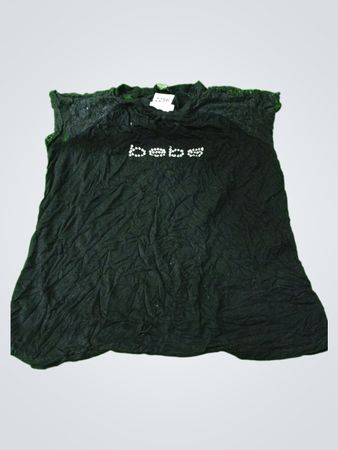 Bebe Black Lace Sleeve T-Shirt