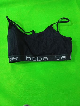 Bebe Black Ribbed Sports Bra