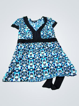 AGB Blue and Green Pattern Dress