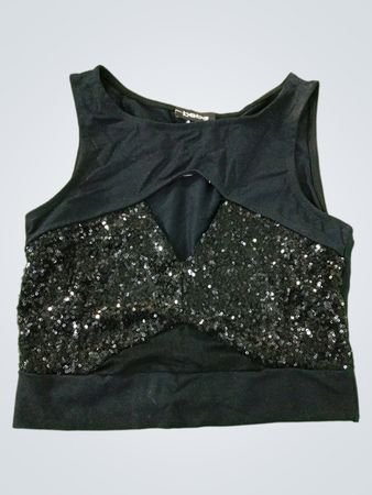 Bebe Black Sequin Crop Top